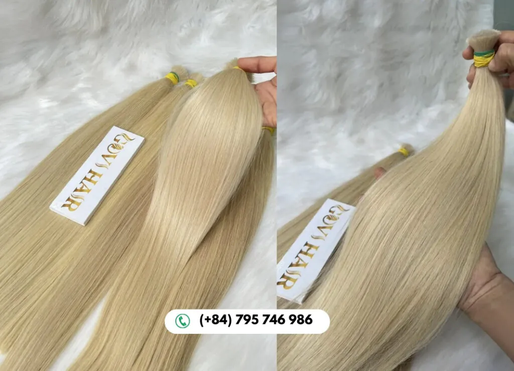 Straight Bulk Human Hair for Braiding 24 Inch #613 Blonde Color 6 Light Blonde Bulk Hair Combines Artistry and Timeless Radiance