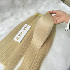 Straight Bulk Human Hair for Braiding Light Blonde Color 5 Natural Straight Bulk Human Hair Light Blonde Color Raw Vietnamese Hair
