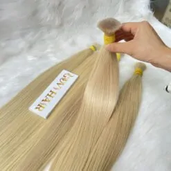 Natural Straight Bulk Human Hair Light Blonde Color Raw Vietnamese Hair