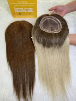 180 Density Ombre Color Human Hair Topper Mono Base