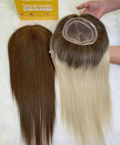 180 Density Ombre Color Human Hair Topper Mono Base