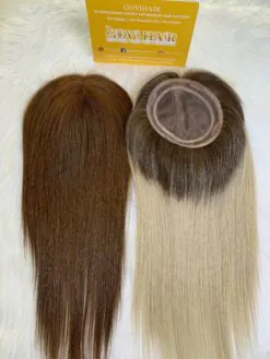 180 Density Ombre Color Human Hair Topper Mono Base Lace 5×5