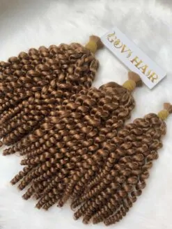 Deep Curly Bulk Human Hair for Braiding Raw Hair 7 Curly in Brown Color