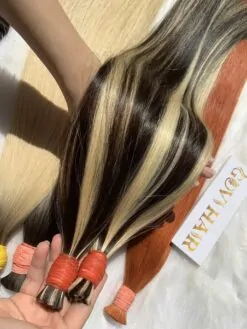 Human Hair Bundles with Straight in Mix Piano: 4, 6.1, and 9