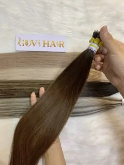 20 Inch Straight Mocha Melt Color Nano Ring Hair Extensions Premium Human Hair 9 Straight Mocha Meilt Nanoring Hair Extension