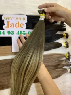 Human Bulk Hair Straight Scandinava Blonde Nanoring Hair Extension