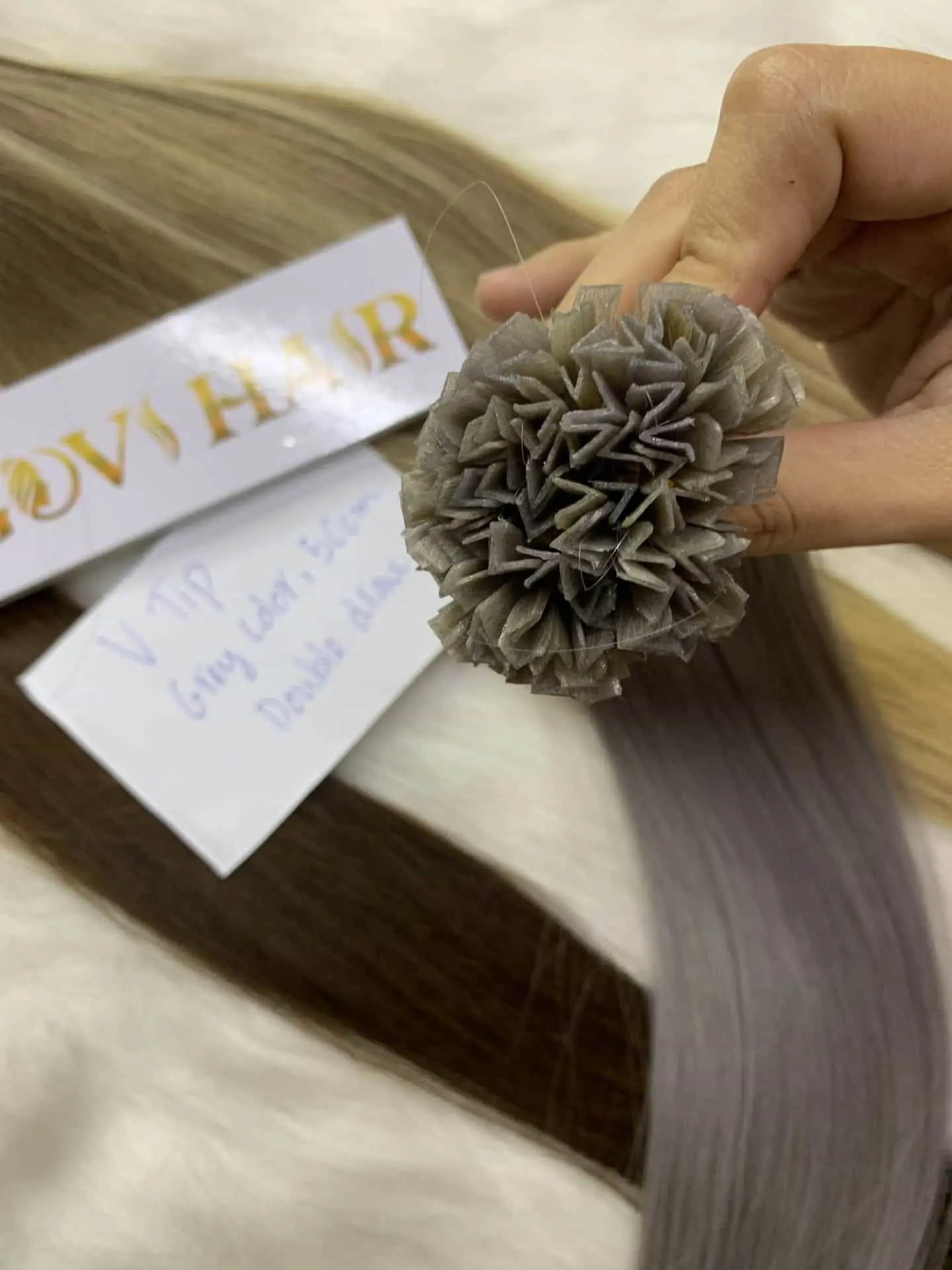 Super Smooth Hair Product Straight Grey Color V Tip