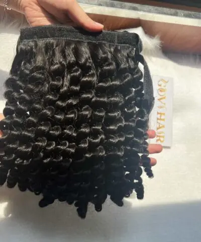 20 Inch Curly Natural Color Ponytail Hair Extensions 100% Human Hair 8 Curly Natural Color Ponytail