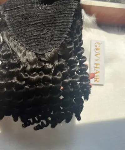 20 Inch Curly Natural Color Ponytail Hair Extensions 100% Human Hair 9 Curly Natural Color Ponytail