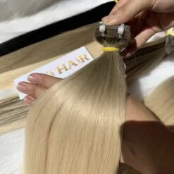 Human Hair Tape In Extensions Ombre Blonde Color 7 Bundles Straight Ombre Color Tape Hair Extensions