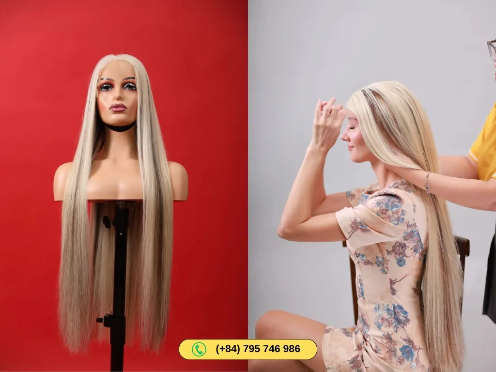 28 Inches Human Hair Closure Wigs Mix Piano Color