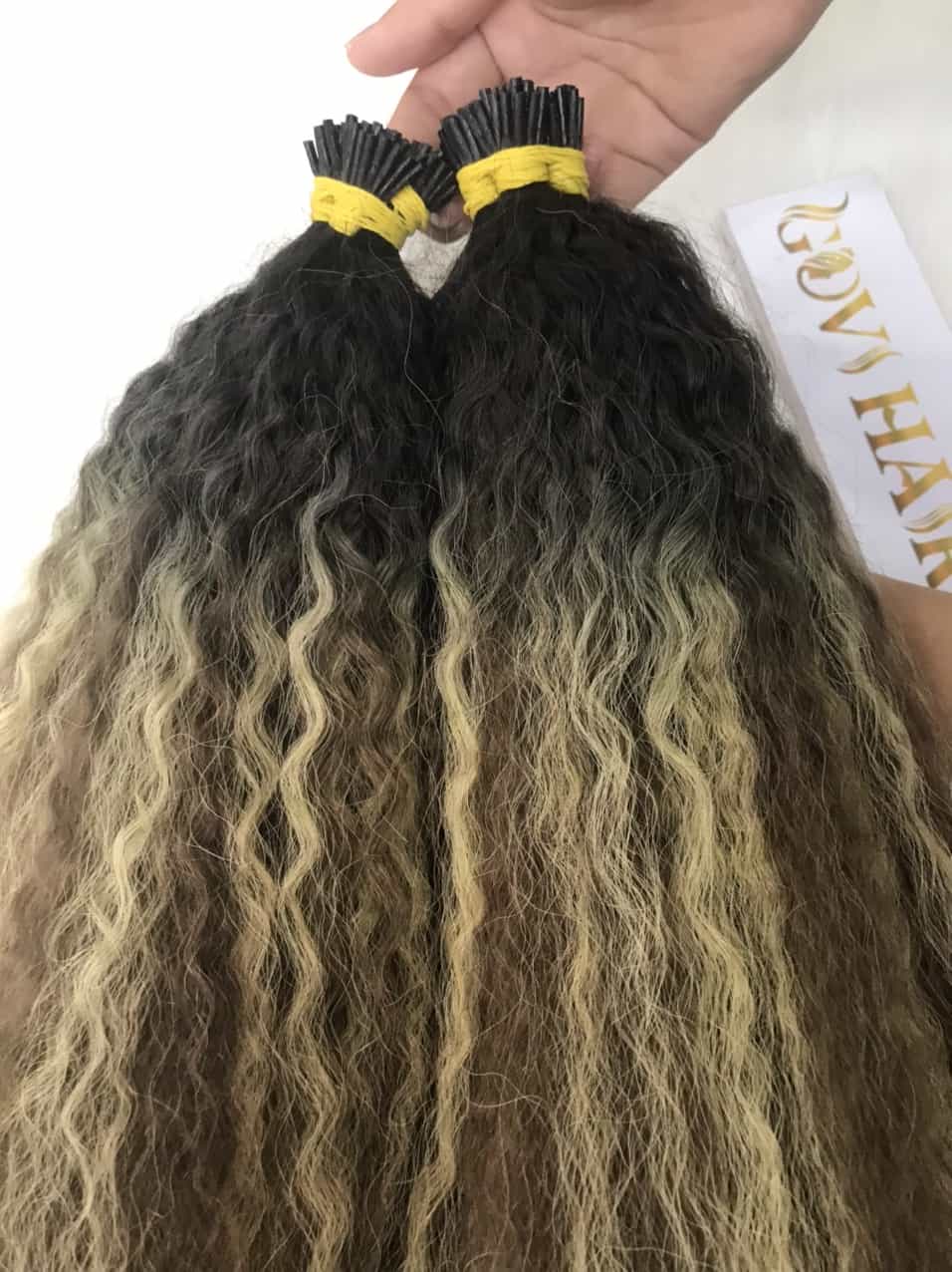 I-Tip Raw Vietnamese Hair Extension Yaki Ombre Mix Scandivian Color