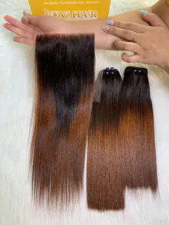 Lace 4_4 closure - ombre chestnut brown color