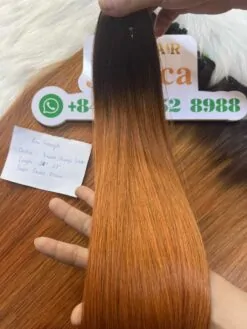Bone Straight Ombre- Brown/Orange Weft Bone Straight