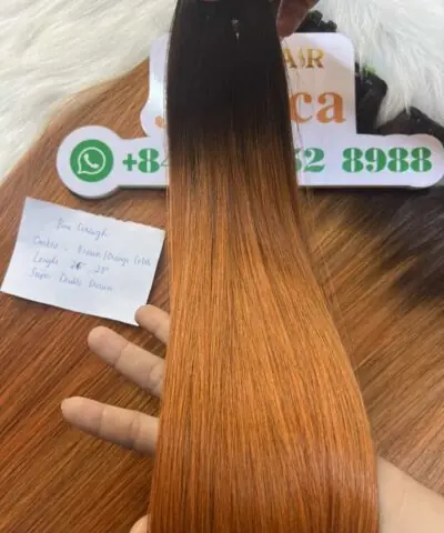 Bone Straight Ombre- Brown/Orange Weft Bone Straight
