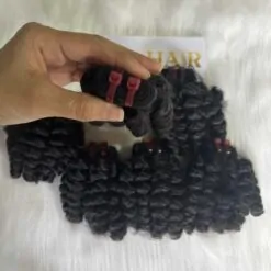 Short Curly Machine Weft Hair Extensions #1B Color