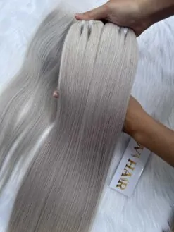 Vietnamese Raw Hair Bone Straight Grey Weft Bone Straight