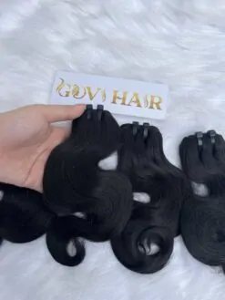 Body Wavy Machine Weft Hair Extensions #1B Natural Color