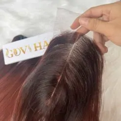 HD Lace Closure 2x6 Ombre Brown Red Color Virgin Hair 5 Closure 2x6 Ombre Brown Red Closure ( middle part)