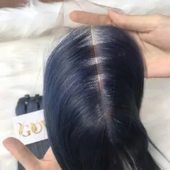 100% Human Hair Closure 2x6 Dark Blue Weft Bone Straight