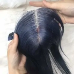 HD Lace Closure 2x6 Bone Straight 16 Inch Dark Blue Color Human Hair 6 100% Human Hair Closure 2x6 Dark Blue Weft Bone Straight