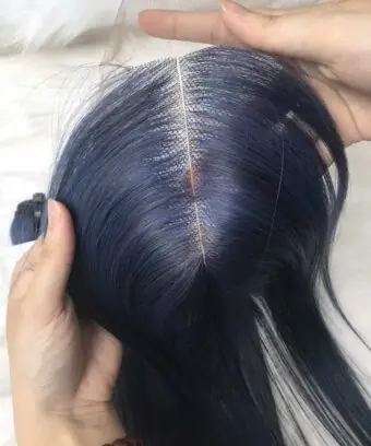 100% Human Hair Closure 2x6 Dark Blue Weft Bone Straight
