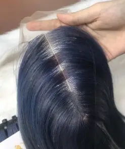 100% Human Hair Closure 2x6 Dark Blue Weft Bone Straight