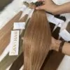 Bone Straight Machine Weft Hair Extensions 22 Inch #6C Light Cool Brown Color 9 Bone straight Mix 10/16 Color Weft