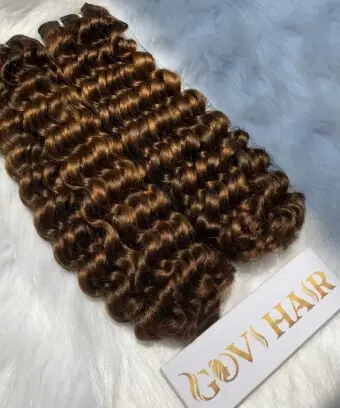 Hair Extensions Package Custom Curly Brown Color Weft
