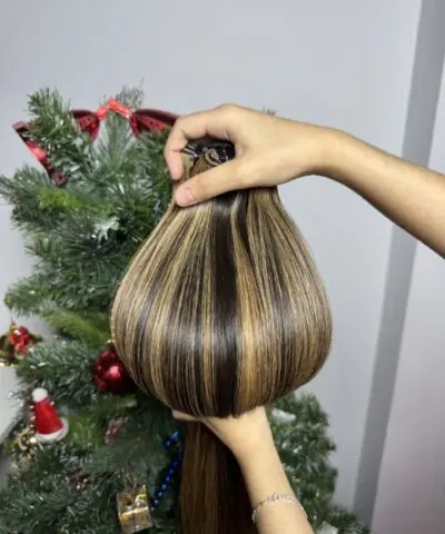 Bone Straight Machine Weft Hair Extensions 22 Inch Mix Piano #8/613