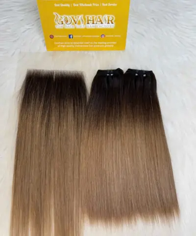Bone Straight Machine Weft Hair Extensions 22 Inch Ombre Light Brown Color 3 Bone Straight Machine Weft Hair Extensions 22 Inch Ombre Light Brown