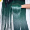 Bone Straight Machine Weft Hair Extensions 24 Inch Ombre Green Color