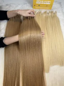 Bone Straight Machine Weft Hair Extensions 26 Inch #5 Light Brown Color