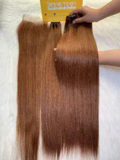 Bone Straight Machine Weft Hair Extensions 26 Inch #6 Chesnut Brown