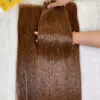 Bone Straight Machine Weft Hair Extensions 26 Inch #6 Chesnut Brown Color