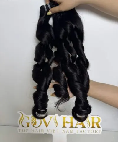 Bouncy Curly Machine Weft Hair Extensions 30 Inch #1B