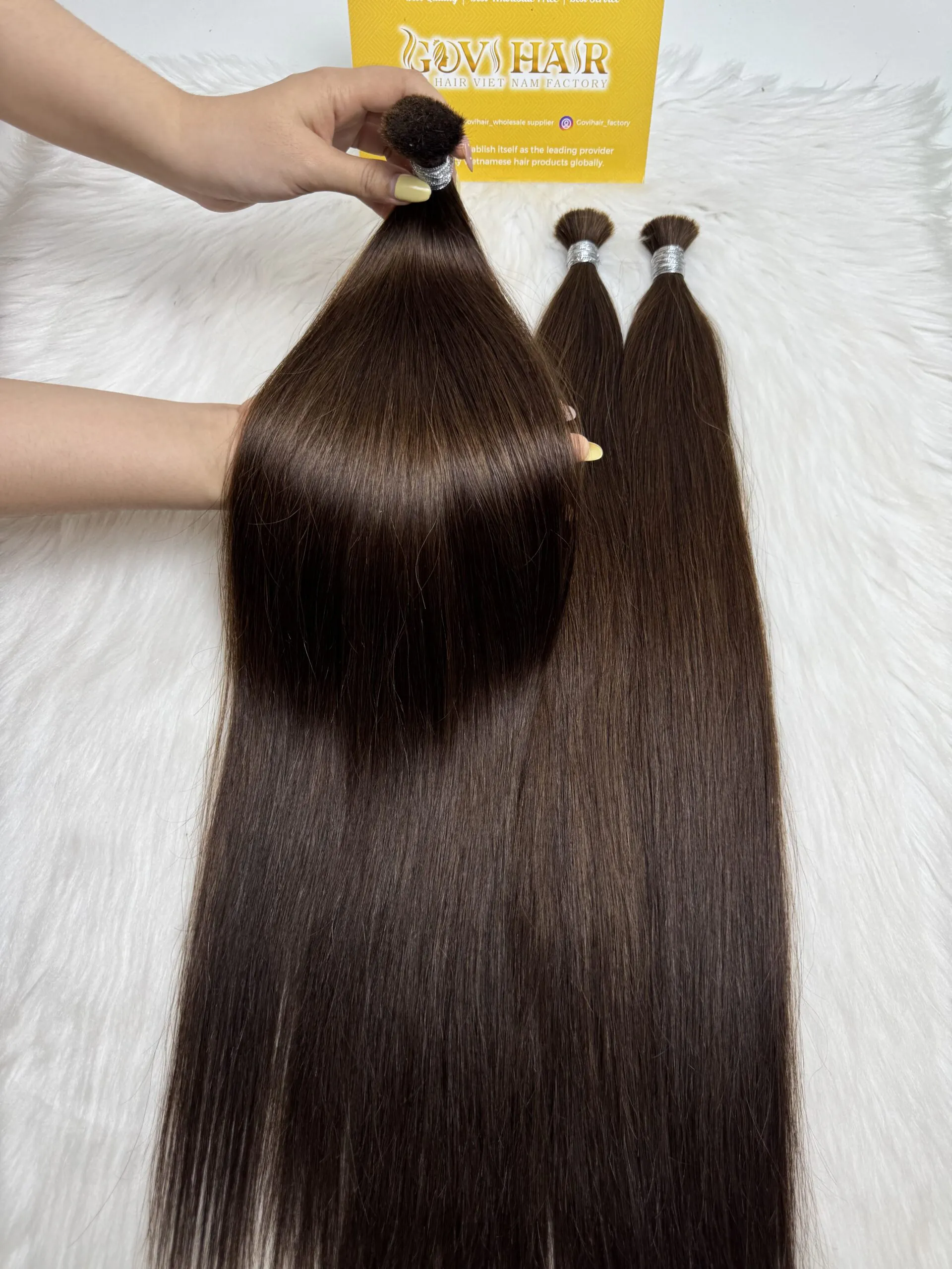 Bulk Human Hair for Braiding 20 Inch #5 Light Brown Color