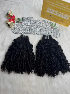 Burmese Curly Machine Weft Hair Extensions #1B Natural