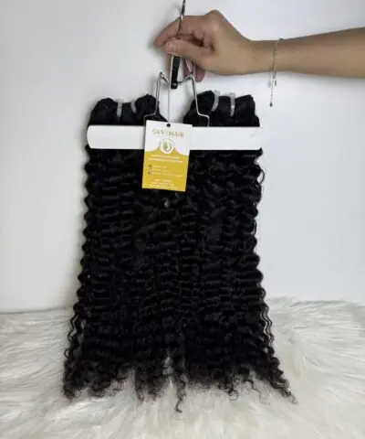 Burmese Curly Machine Weft Hair Extensions 24 Inch #1B Color