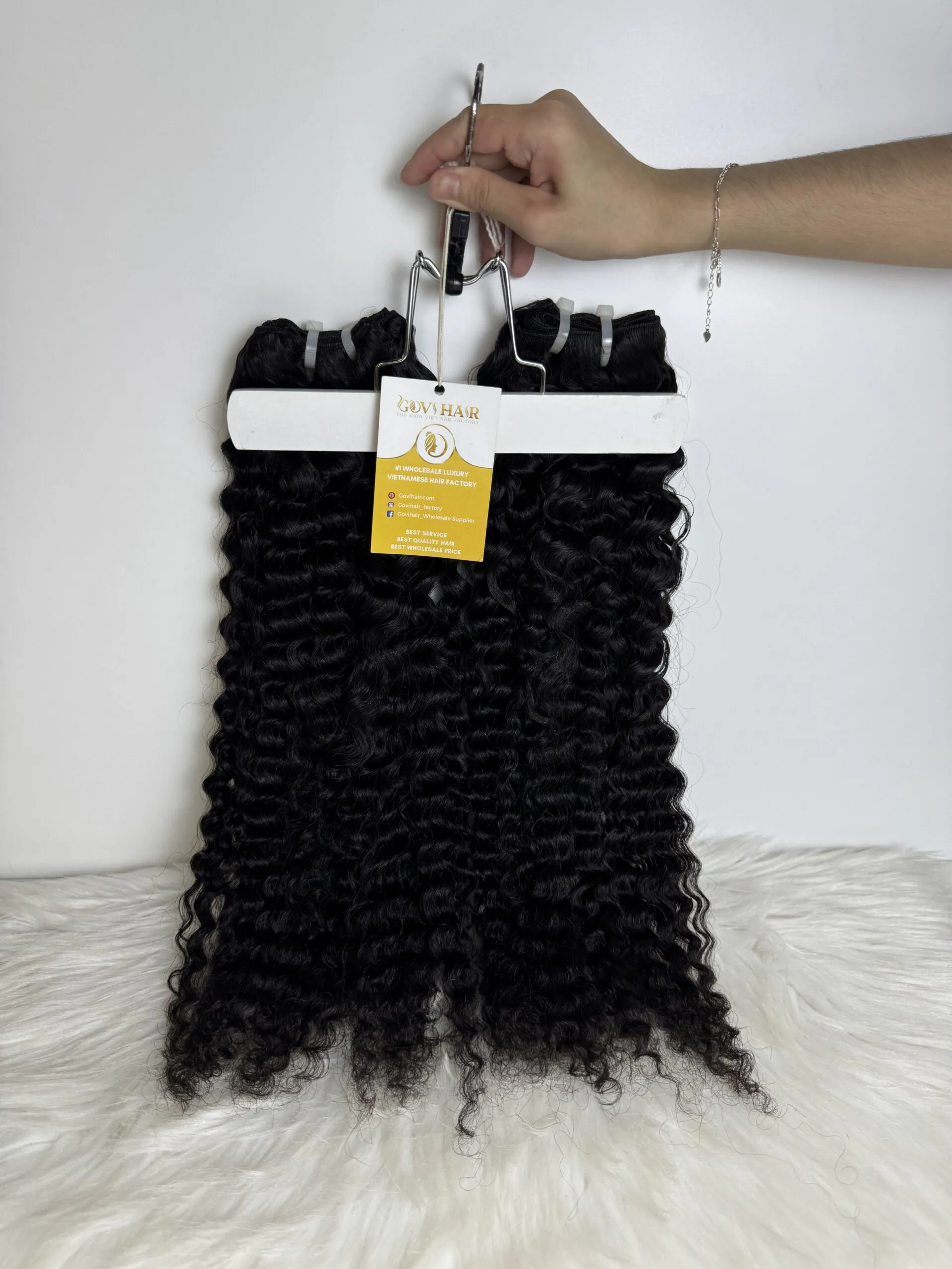 Burmese Curly Machine Weft Hair Extensions 24 Inch #1B Color