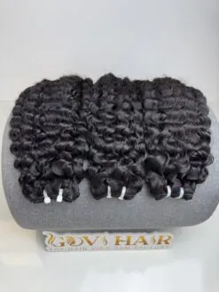 Burmese Curly Machine Weft Hair Extensions 24 Inch #1B