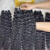Burmese Curly Machine Weft Hair Extensions 24 Inch #1B Natural Color