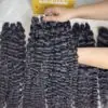 Burmese Curly Machine Weft Hair Extensions 24 Inch #1B Natural Color