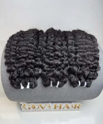 Burmese Curly Machine Weft Hair Extensions 24 Inch #1B
