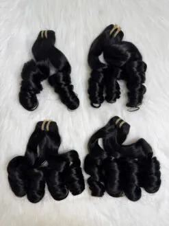 Alternative view of Weft Hair Extensions Bouncy Curly Black Natural #1B Color Raw Vietnamese Hair