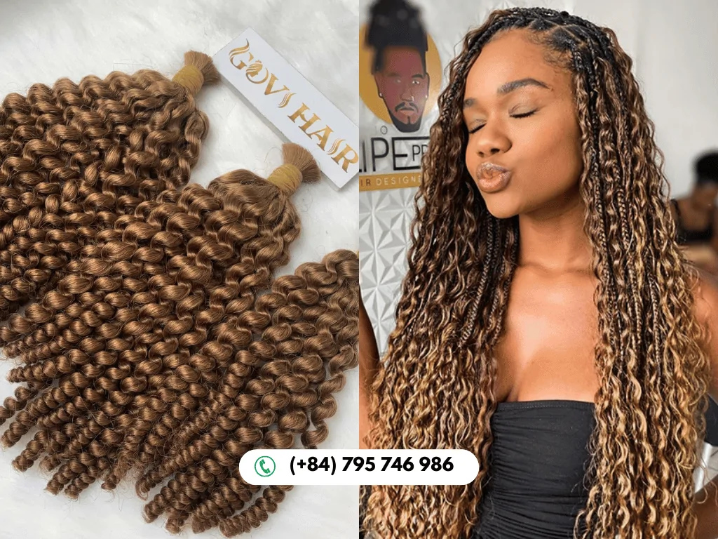 Deep Curly Bulk Human Hair for Braiding Raw Hair 9 Deep Curly Brown Raw Vietnamese Hair Radiates Strength, Volume, and Beauty