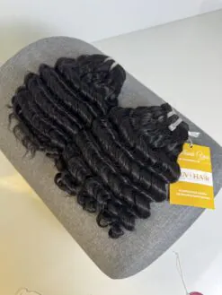 Deep Wavy Machine Weft Hair Extensions 22 Inch #1B Natural