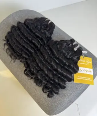 Deep Wavy Machine Weft Hair Extensions 22 Inch #1B Natural