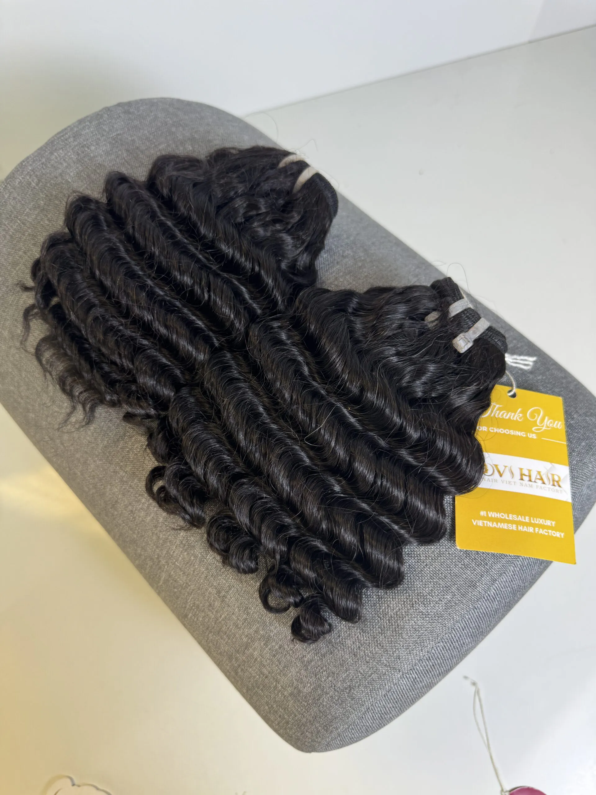 Deep Wavy Machine Weft Hair Extensions 22 Inch #1B Natural