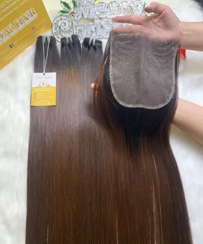 HD Lace Closure 4x4 Bone Straight 12 Inch #2/30 Ombre Color
